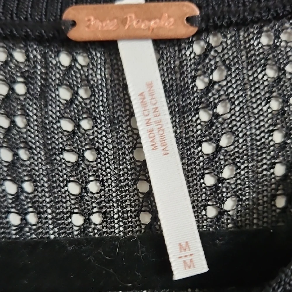 Free People H20 Black Mesh Crew Neck Pullover Medium